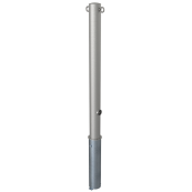 Stainless steel post |  76 mm | without decorative ring | removable, self-engaging lockwith hot-dip galvanized ground socket part-no. 476.40approx. 400 mm below ground | with triangular locking mechanism acc. with DIN 3223 | with 2 eyelets